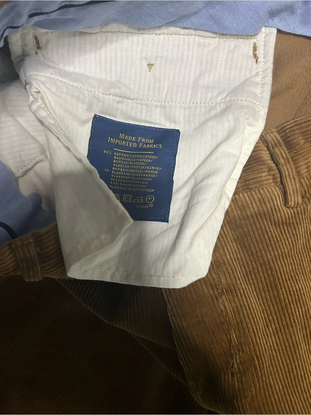 Polo Ralph Lauren Corduroy Pants Mens 36x30 Tan Brown Stretch Classic Fit Prep